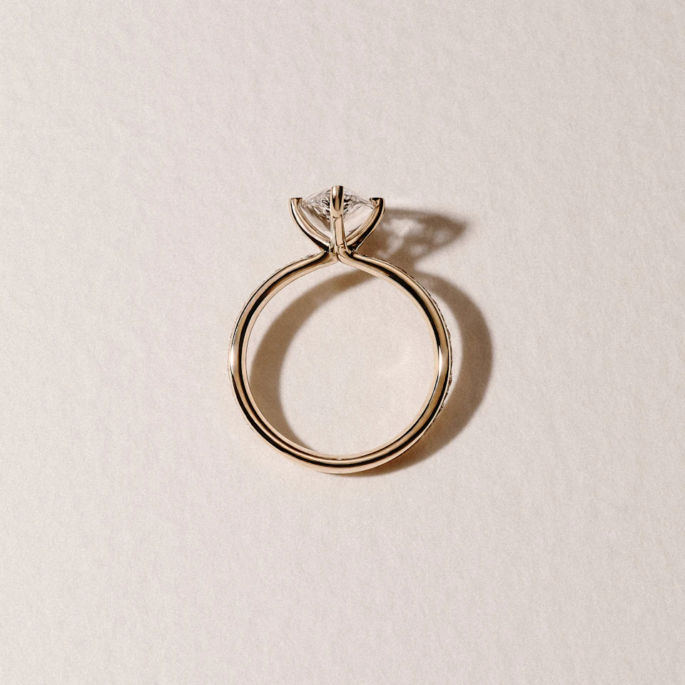Origin Twist 2.00ct Pear Cut Lab Diamond Solitaire Engagement Ring with Side Stones in 18K Yellow Gold
