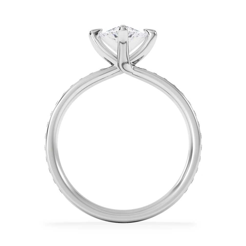 Origin Twist 2.00ct Pear Cut Lab Diamond Solitaire Engagement Ring with Side Stones in 18K White Gold