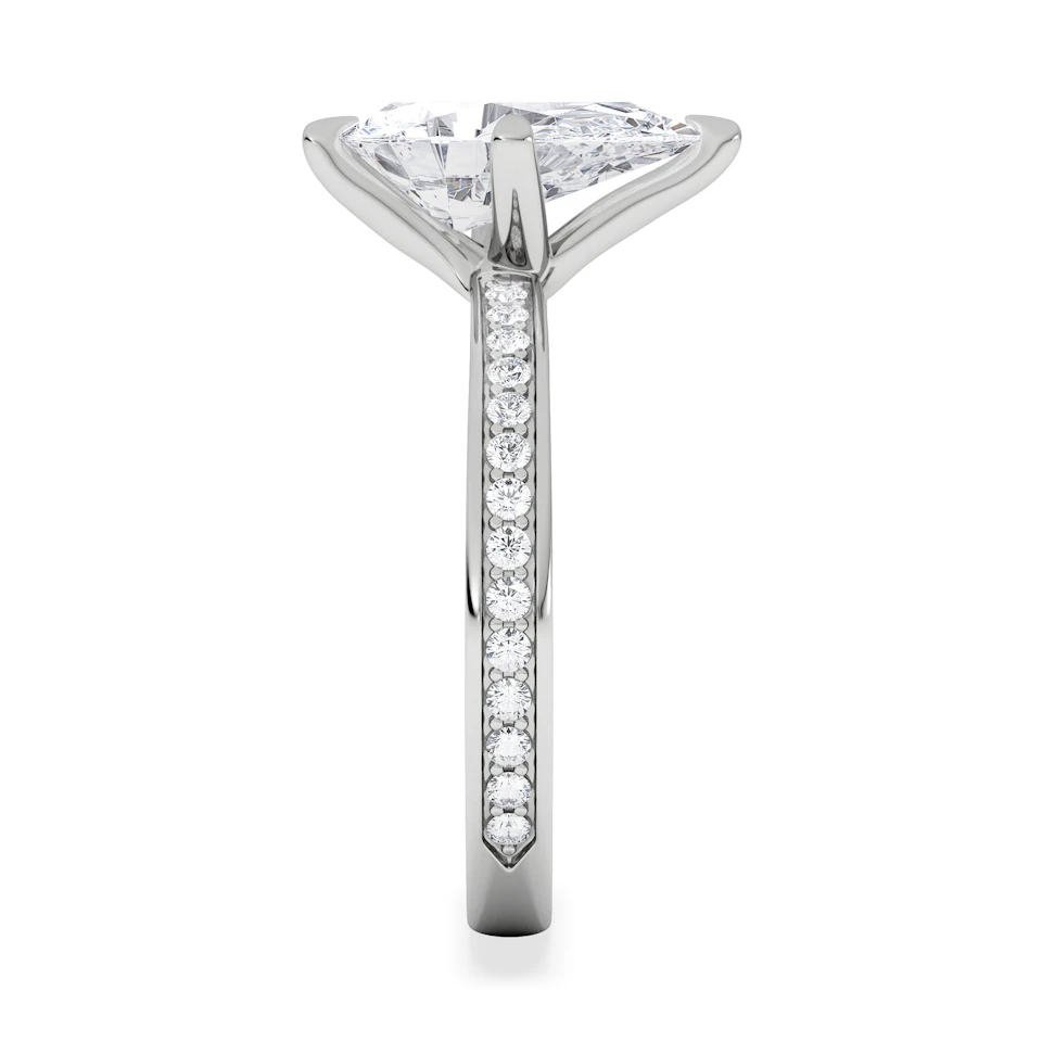 Origin Twist 2.00ct Pear Cut Lab Diamond Solitaire Engagement Ring with Side Stones in 18K White Gold