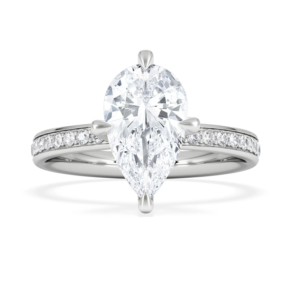 Origin Twist 2.00ct Pear Cut Lab Diamond Solitaire Engagement Ring with Side Stones in Platinum