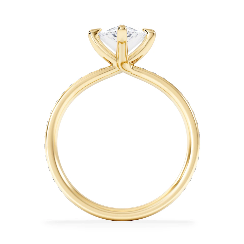 Origin Twist 2.00ct Pear Cut Lab Diamond Solitaire Engagement Ring with Side Stones in 18K Yellow Gold