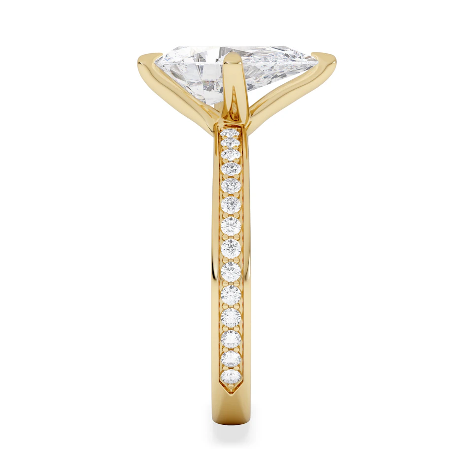 Origin Twist 2.00ct Pear Cut Lab Diamond Solitaire Engagement Ring with Side Stones in 18K Yellow Gold