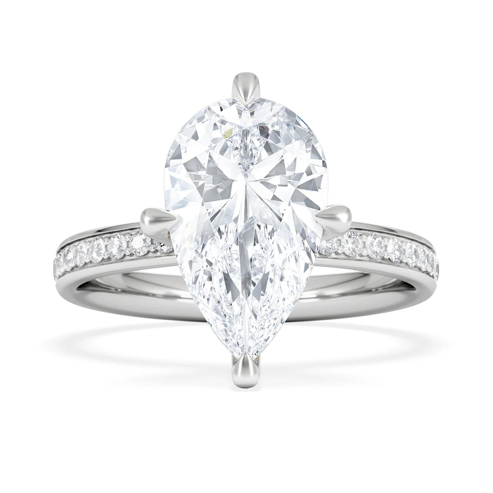 Origin Twist 3.00ct Pear Cut Lab Diamond Solitaire Engagement Ring with Side Stones in Platinum