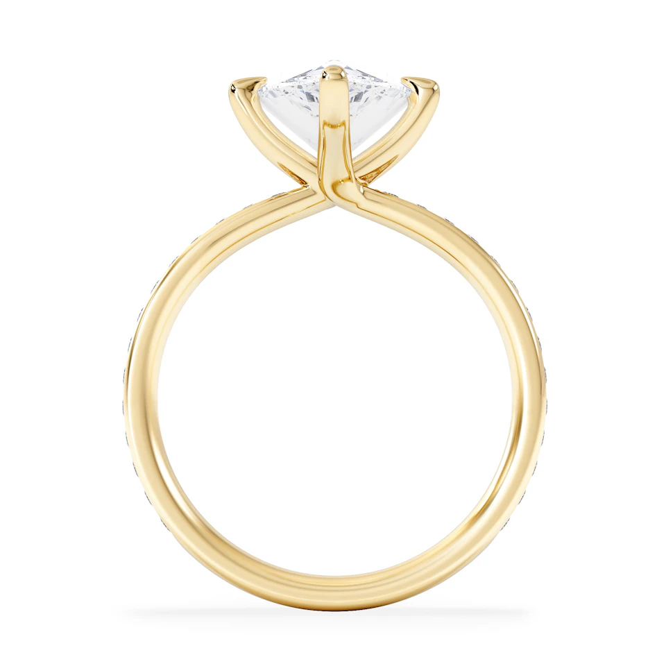 Origin Twist 3.00ct Pear Cut Lab Diamond Solitaire Engagement Ring with Side Stones in 18K Yellow Gold