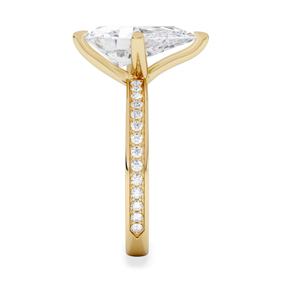 Origin Twist 3.00ct Pear Cut Lab Diamond Solitaire Engagement Ring with Side Stones in 18K Yellow Gold