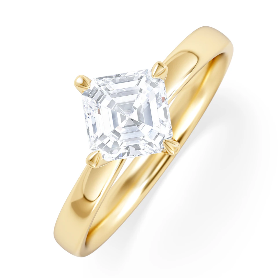 Origin Twist 1.00ct Asscher Cut Lab Diamond Solitaire Engagement Ring in 18K Yellow Gold