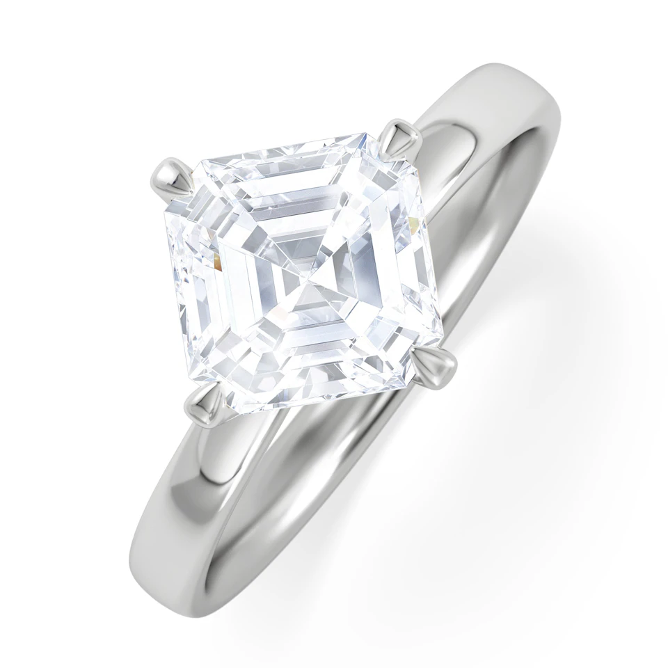 Origin Twist 2.00ct Asscher Cut Lab Diamond Solitaire Engagement Ring in 18K White Gold