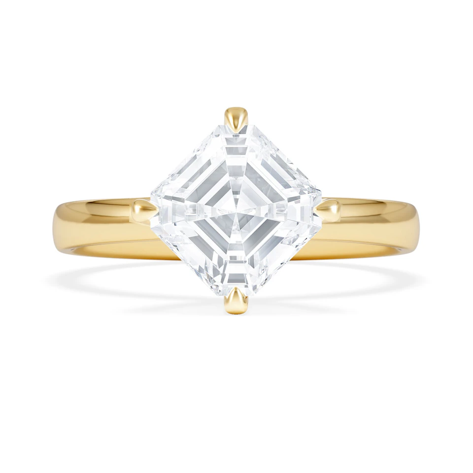 Origin Twist 2.00ct Asscher Cut Lab Diamond Solitaire Engagement Ring in 18K Yellow Gold