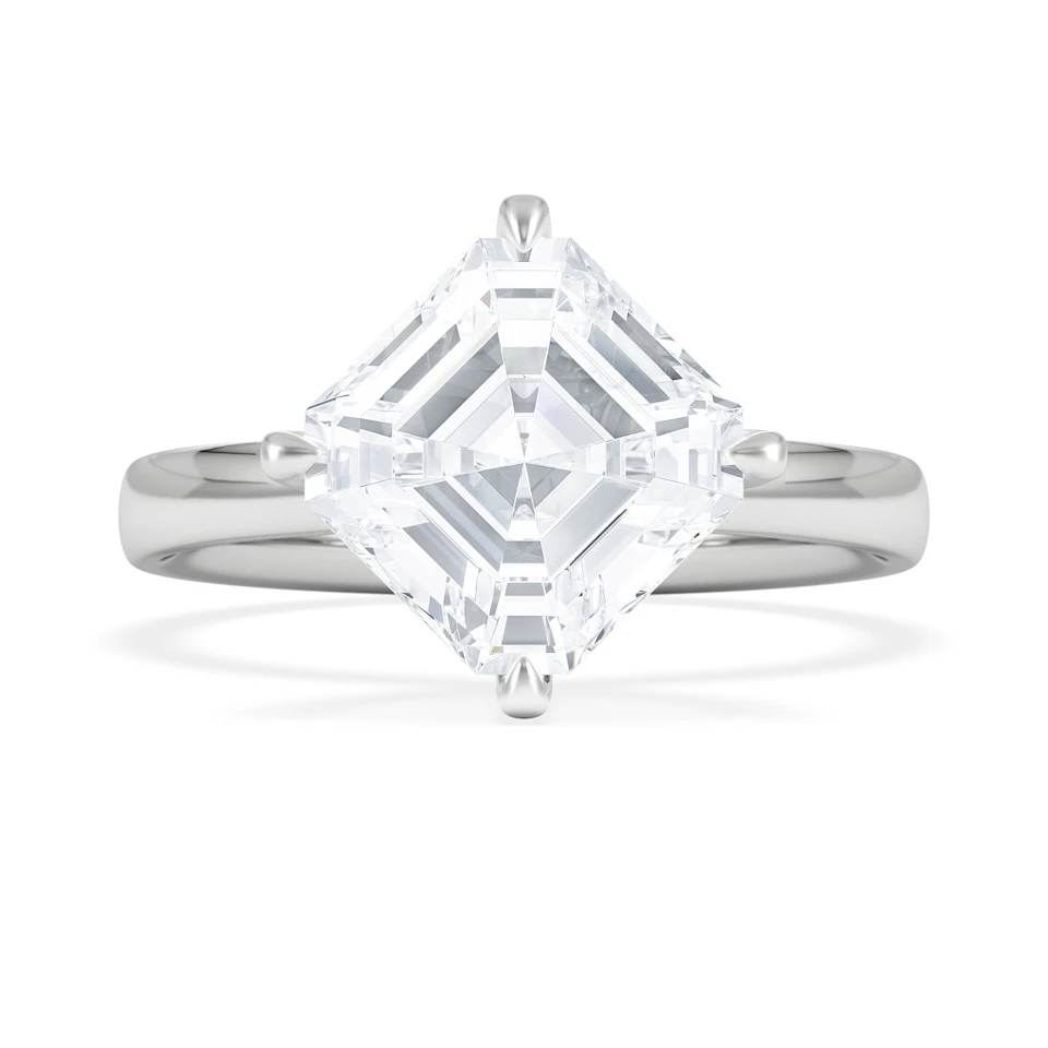 Origin Twist 3.00ct Asscher Cut Lab Diamond Solitaire Engagement Ring in 18K White Gold