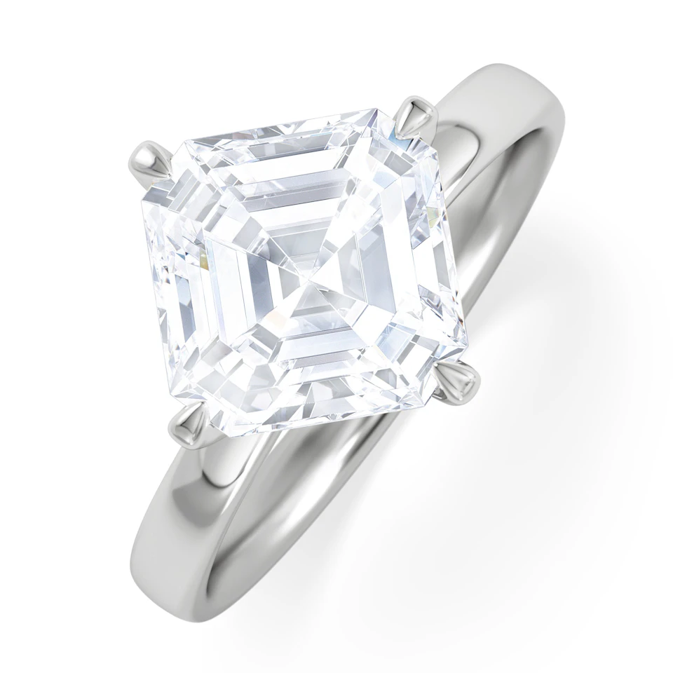 Origin Twist 3.00ct Asscher Cut Lab Diamond Solitaire Engagement Ring in Platinum
