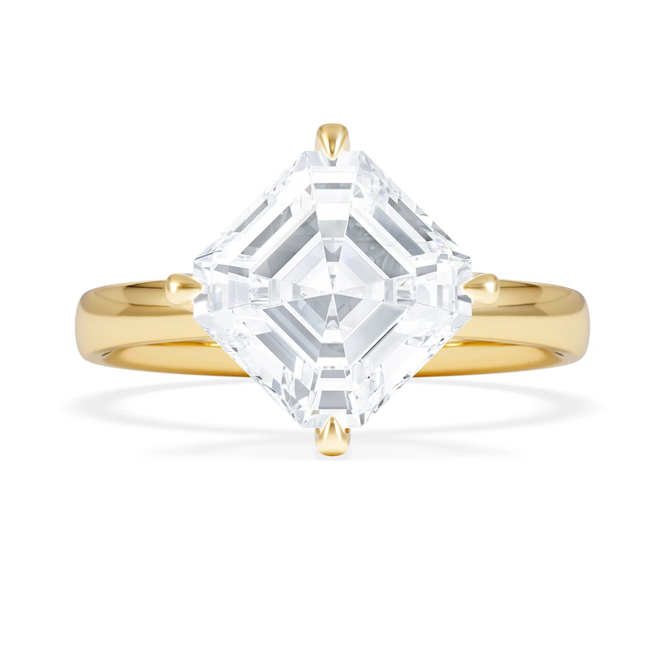 Origin Twist 3.00ct Asscher Cut Lab Diamond Solitaire Engagement Ring in 18K Yellow Gold