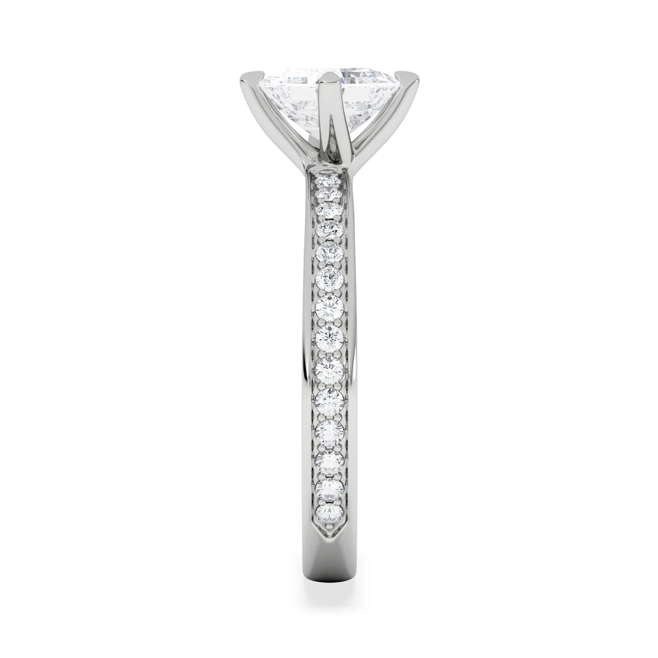 Origin Twist 1.00ct Asscher Cut Lab Diamond Solitaire Engagement Ring with Side Stones in 18K White Gold