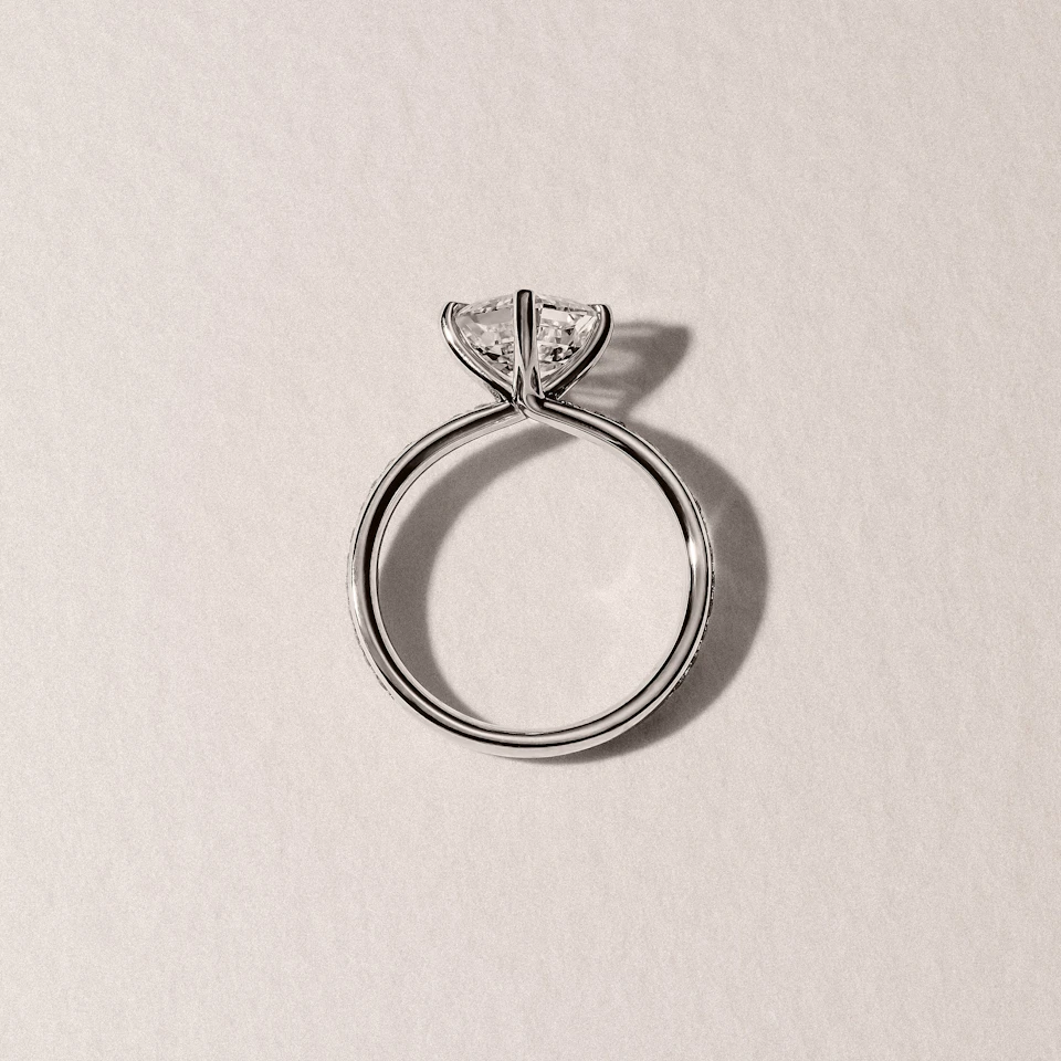 Origin Twist 2.00ct Asscher Cut Lab Diamond Solitaire Engagement Ring with Side Stones in 18K White Gold