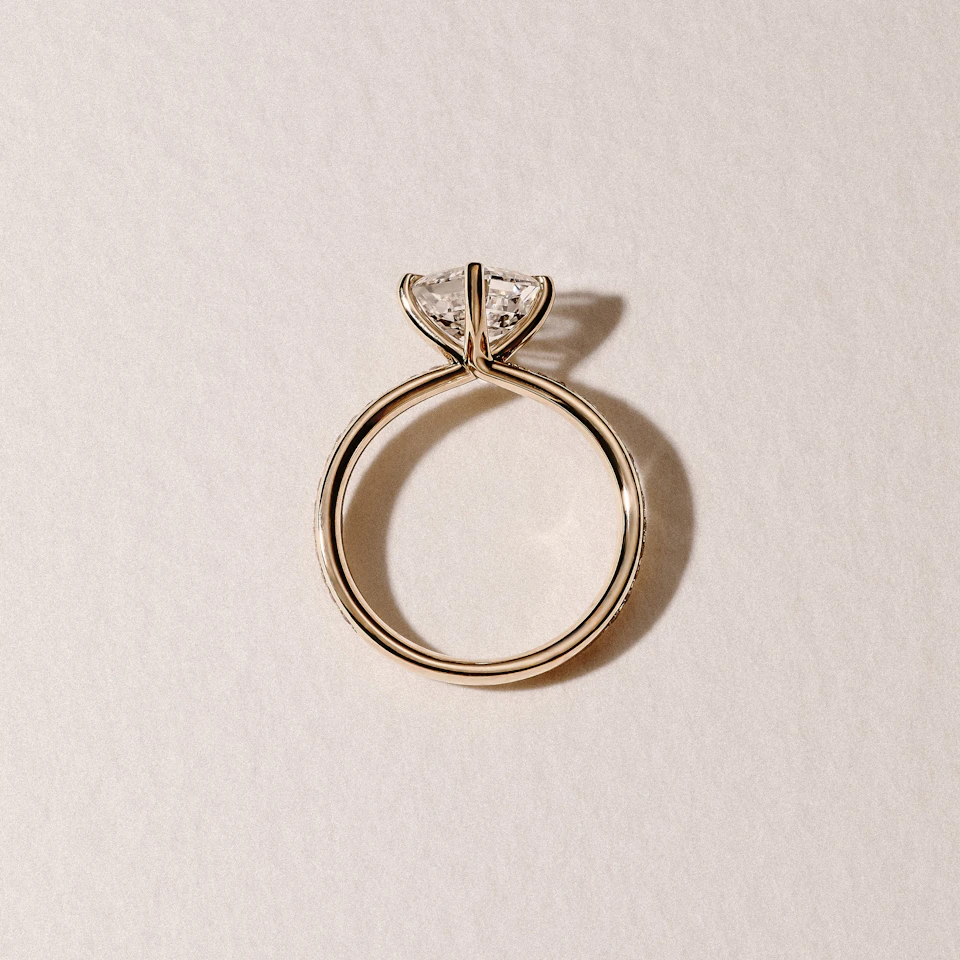 Origin Twist 2.00ct Asscher Cut Lab Diamond Solitaire Engagement Ring with Side Stones in 18K Yellow Gold