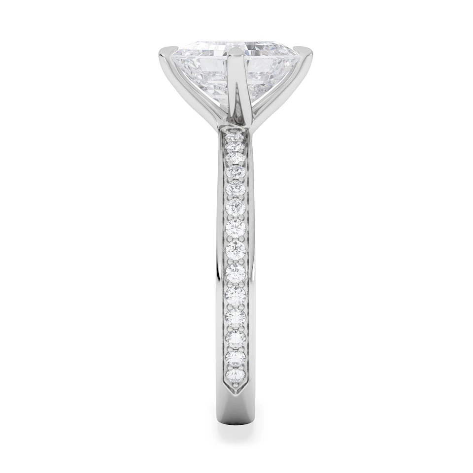 Origin Twist 2.00ct Asscher Cut Lab Diamond Solitaire Engagement Ring with Side Stones in 18K White Gold