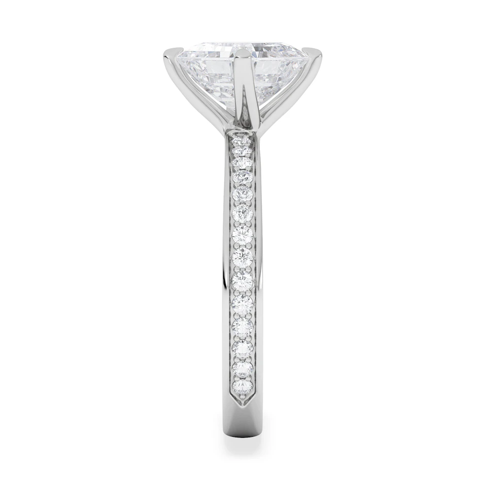 Origin Twist 2.00ct Asscher Cut Lab Diamond Solitaire Engagement Ring with Side Stones in Platinum