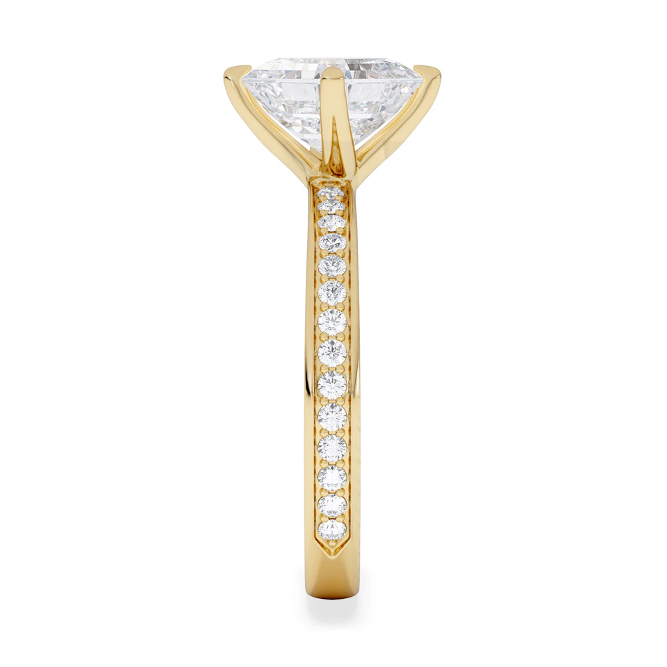 Origin Twist 2.00ct Asscher Cut Lab Diamond Solitaire Engagement Ring with Side Stones in 18K Yellow Gold