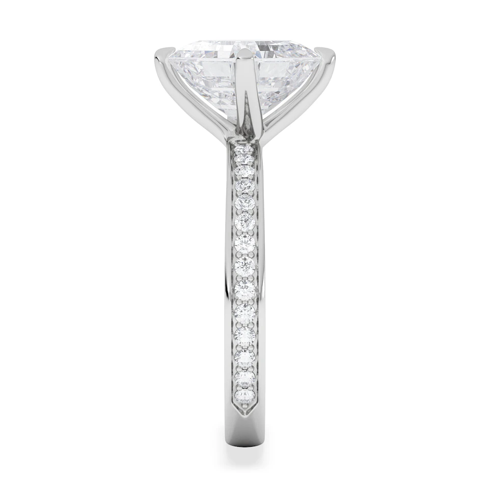 Origin Twist 3.00ct Asscher Cut Lab Diamond Solitaire Engagement Ring with Side Stones in Platinum