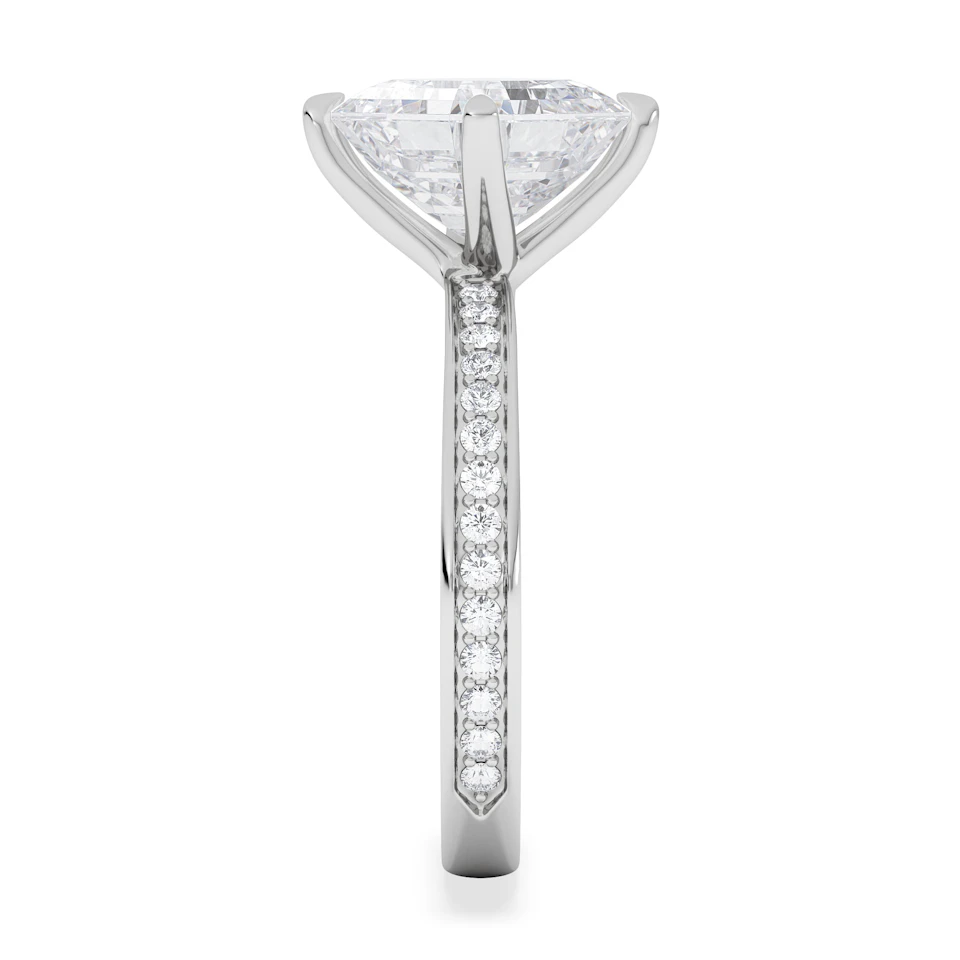Origin Twist 3.00ct Asscher Cut Lab Diamond Solitaire Engagement Ring with Side Stones in 18K White Gold