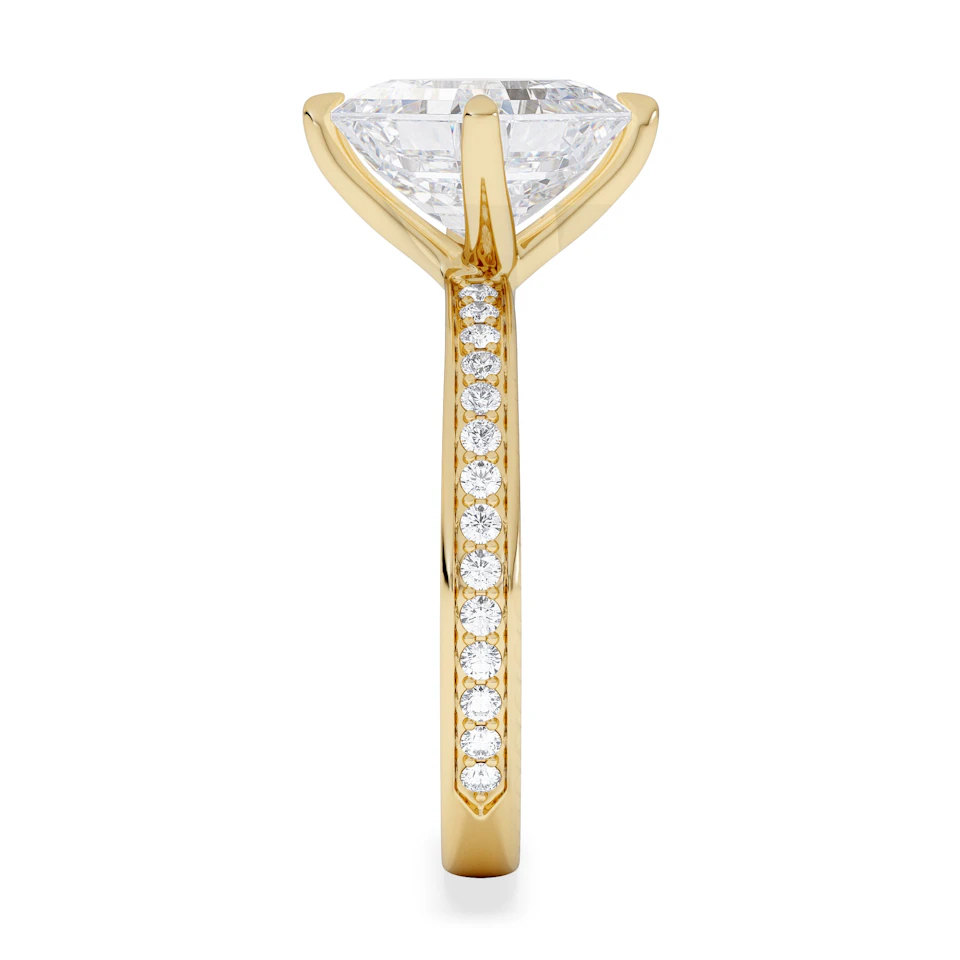 Origin Twist 3.00ct Asscher Cut Lab Diamond Solitaire Engagement Ring with Side Stones in 18K Yellow Gold