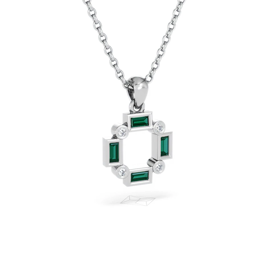 Forme 0.48ct Baguette Cut Lab Emerald Pendant Necklace in Sterling Silver