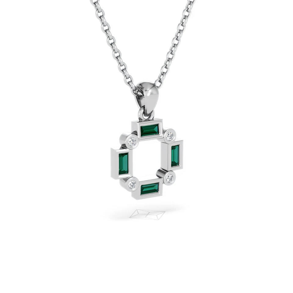 Forme 0.48ct Baguette Cut Lab Emerald Pendant Necklace in Sterling Silver