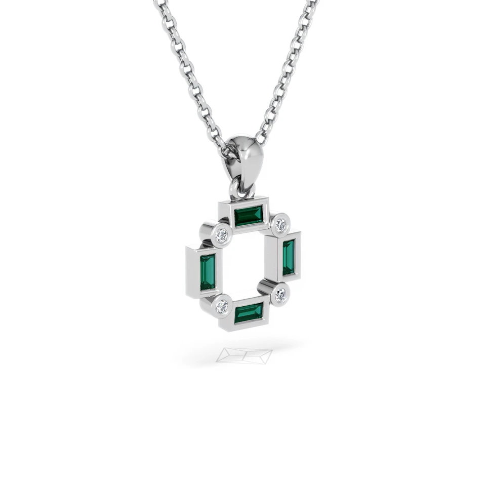 Forme 0.48ct Baguette Cut Lab Emerald Pendant Necklace in Sterling Silver