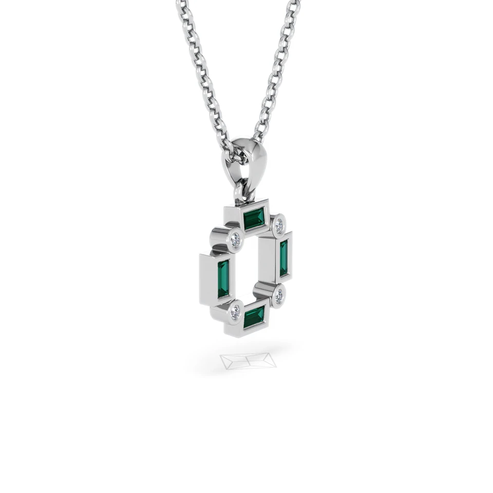 Forme 0.48ct Baguette Cut Lab Emerald Pendant Necklace in Sterling Silver