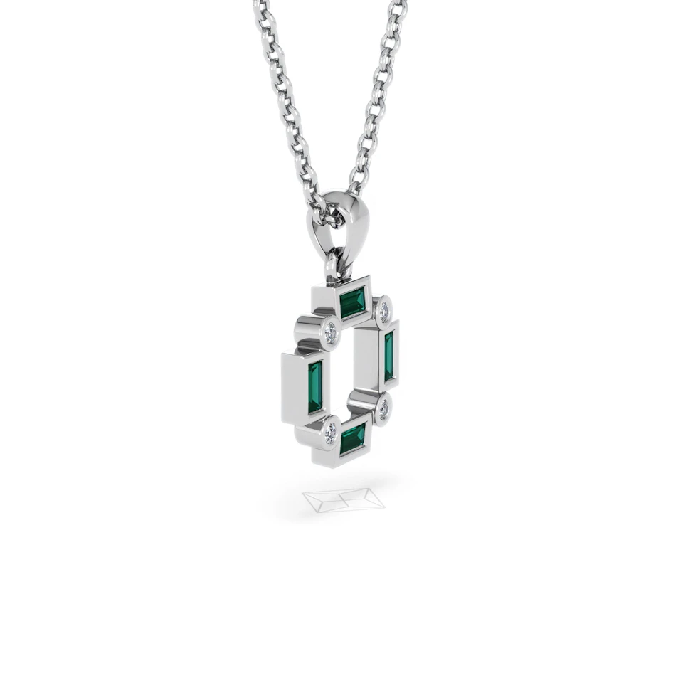 Forme 0.48ct Baguette Cut Lab Emerald Pendant Necklace in Sterling Silver