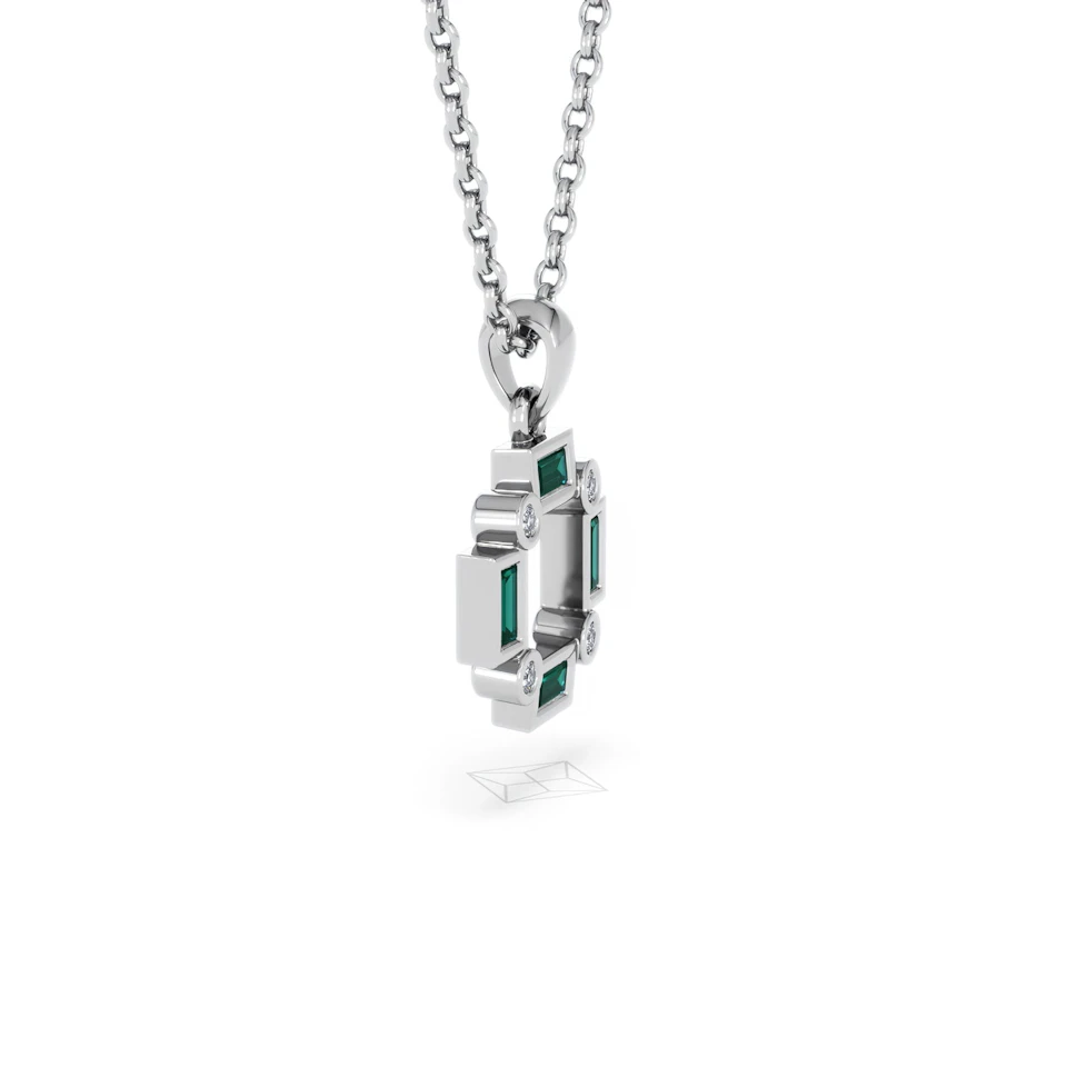 Forme 0.48ct Baguette Cut Lab Emerald Pendant Necklace in Sterling Silver