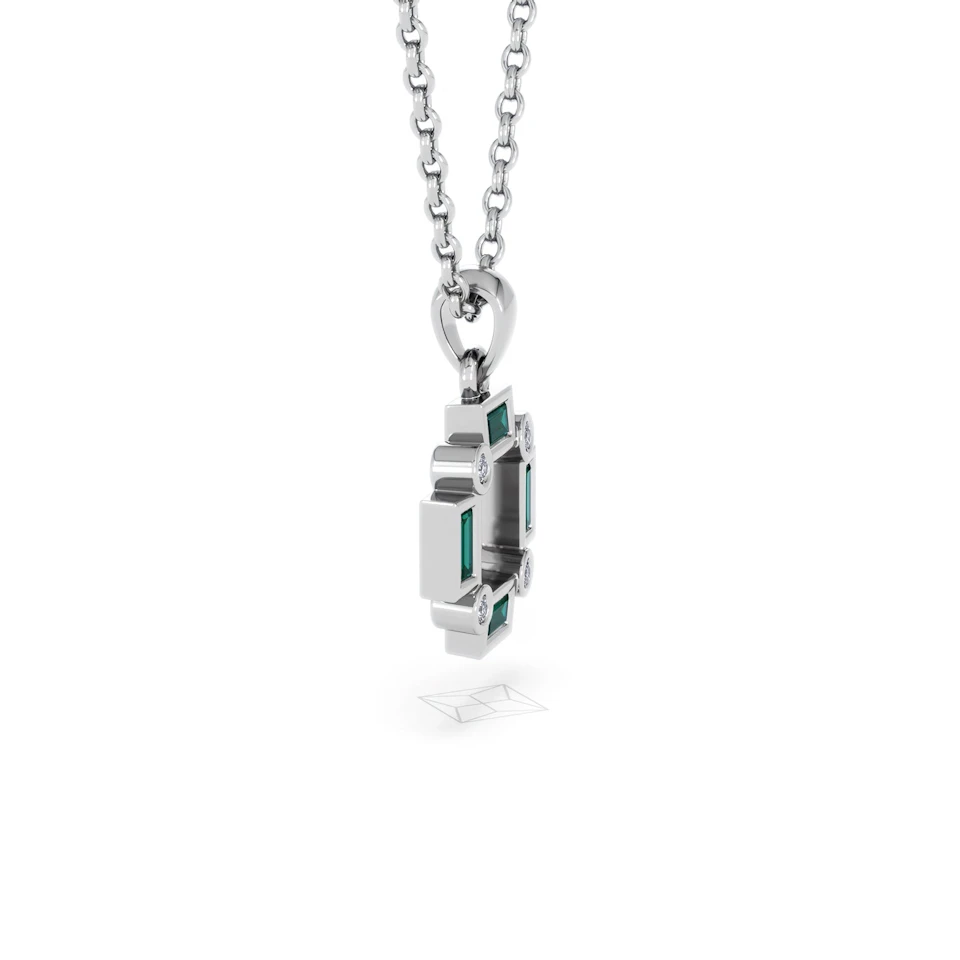 Forme 0.48ct Baguette Cut Lab Emerald Pendant Necklace in Sterling Silver