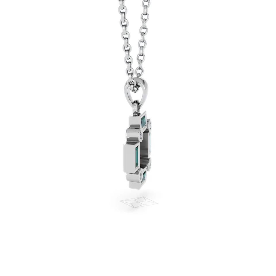 Forme 0.48ct Baguette Cut Lab Emerald Pendant Necklace in Sterling Silver