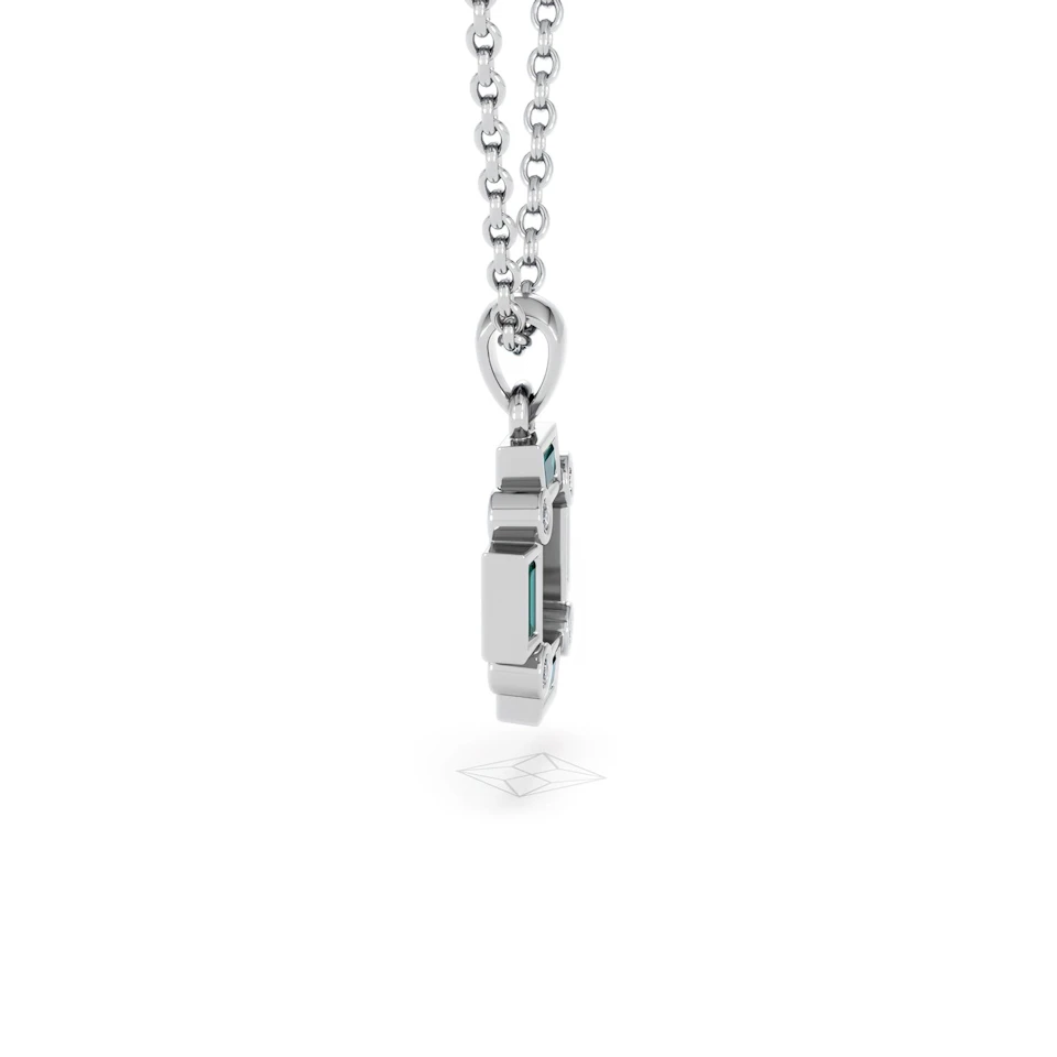 Forme 0.48ct Baguette Cut Lab Emerald Pendant Necklace in Sterling Silver