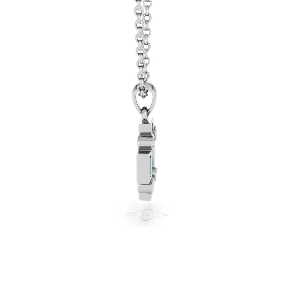Forme 0.48ct Baguette Cut Lab Emerald Pendant Necklace in Sterling Silver