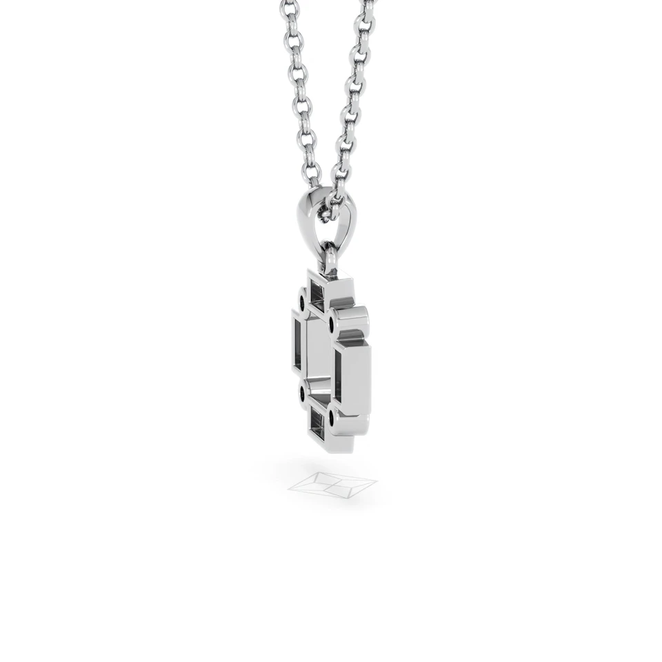 Forme 0.48ct Baguette Cut Lab Emerald Pendant Necklace in Sterling Silver