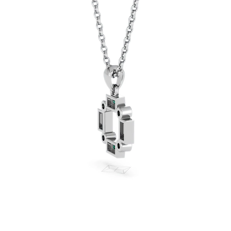 Forme 0.48ct Baguette Cut Lab Emerald Pendant Necklace in Sterling Silver