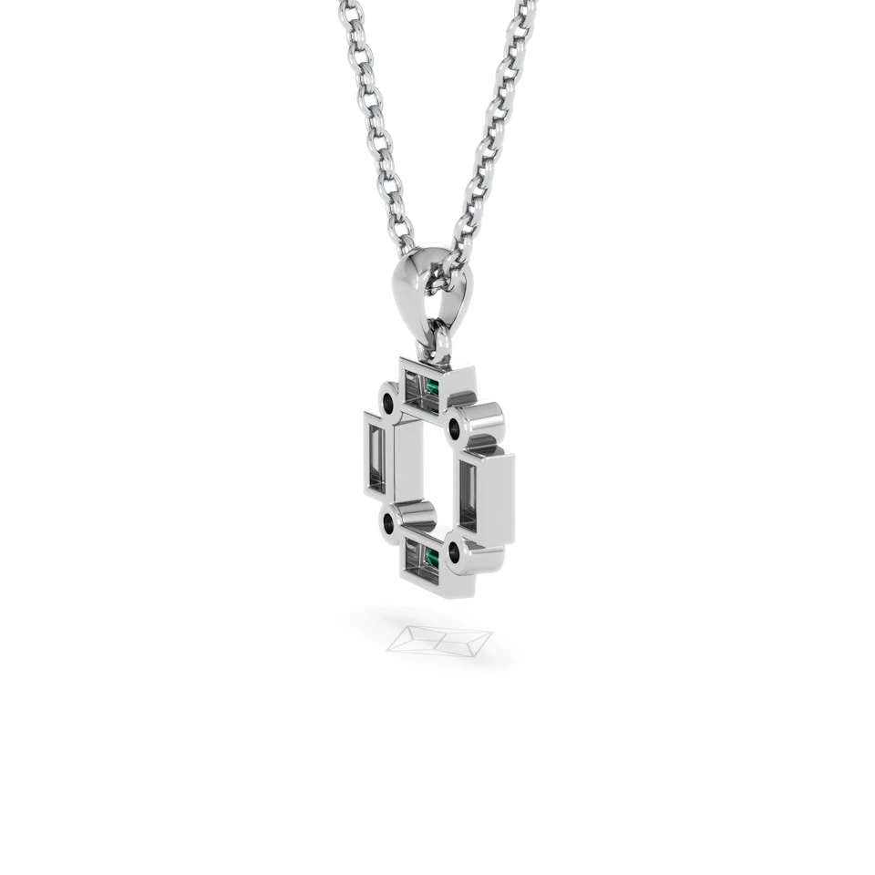 Forme 0.48ct Baguette Cut Lab Emerald Pendant Necklace in Sterling Silver