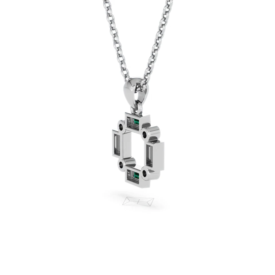 Forme 0.48ct Baguette Cut Lab Emerald Pendant Necklace in Sterling Silver