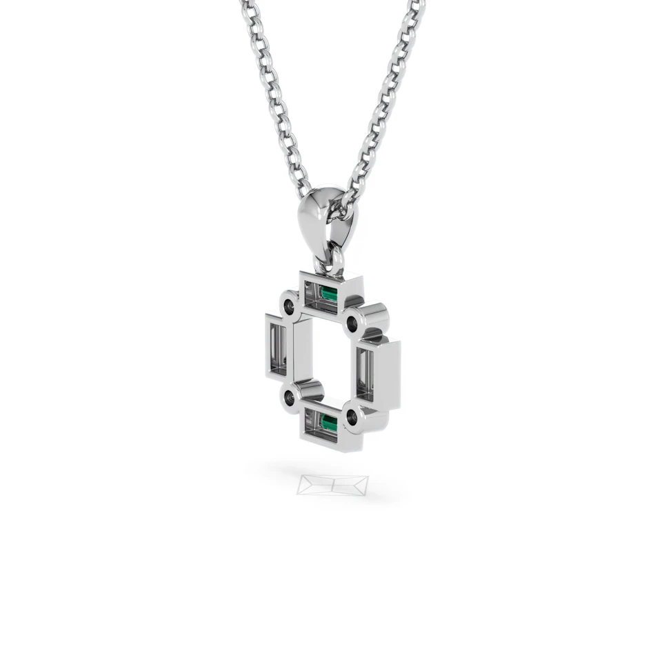 Forme 0.48ct Baguette Cut Lab Emerald Pendant Necklace in Sterling Silver