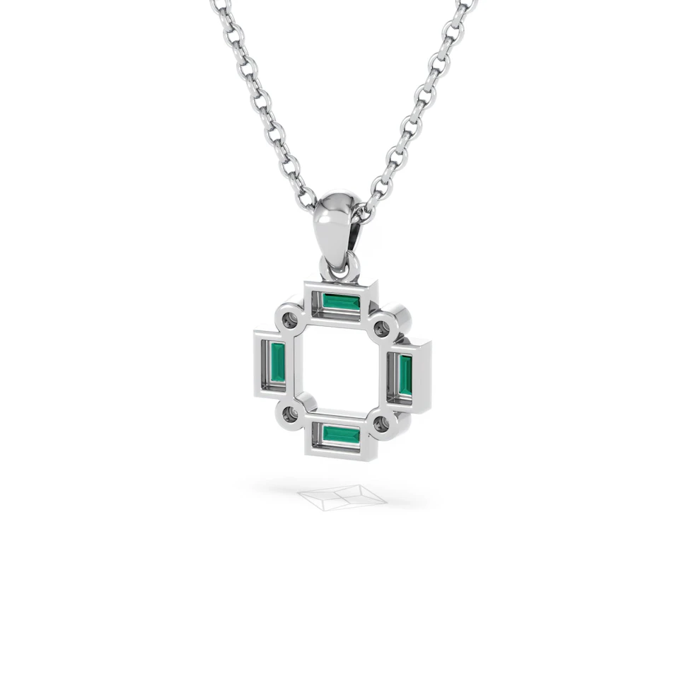Forme 0.48ct Baguette Cut Lab Emerald Pendant Necklace in Sterling Silver