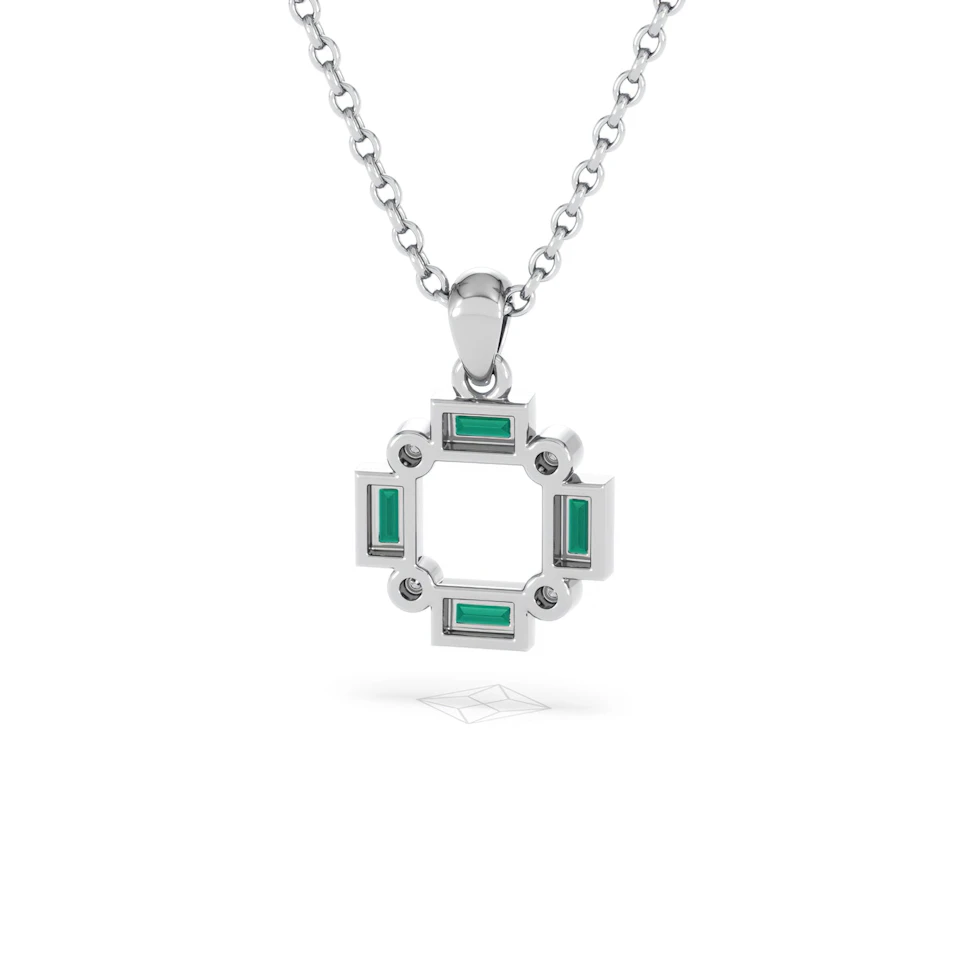 Forme 0.48ct Baguette Cut Lab Emerald Pendant Necklace in Sterling Silver