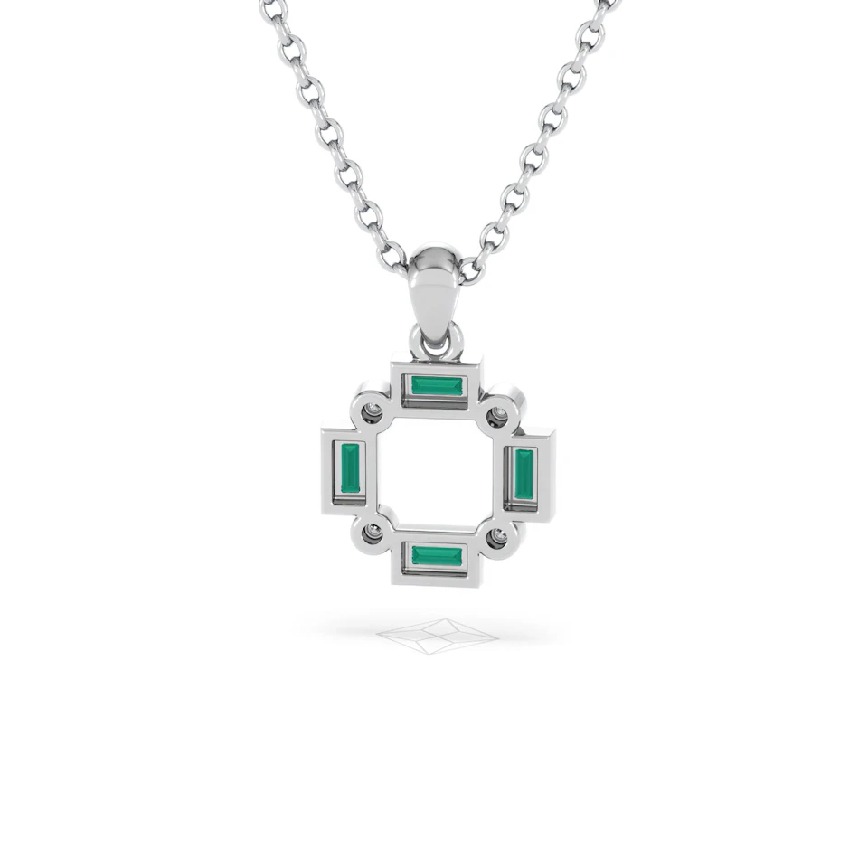 Forme 0.48ct Baguette Cut Lab Emerald Pendant Necklace in Sterling Silver