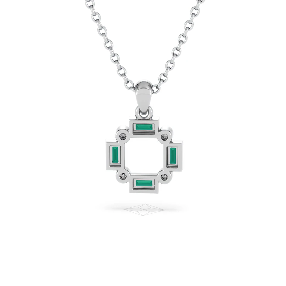Forme 0.48ct Baguette Cut Lab Emerald Pendant Necklace in Sterling Silver