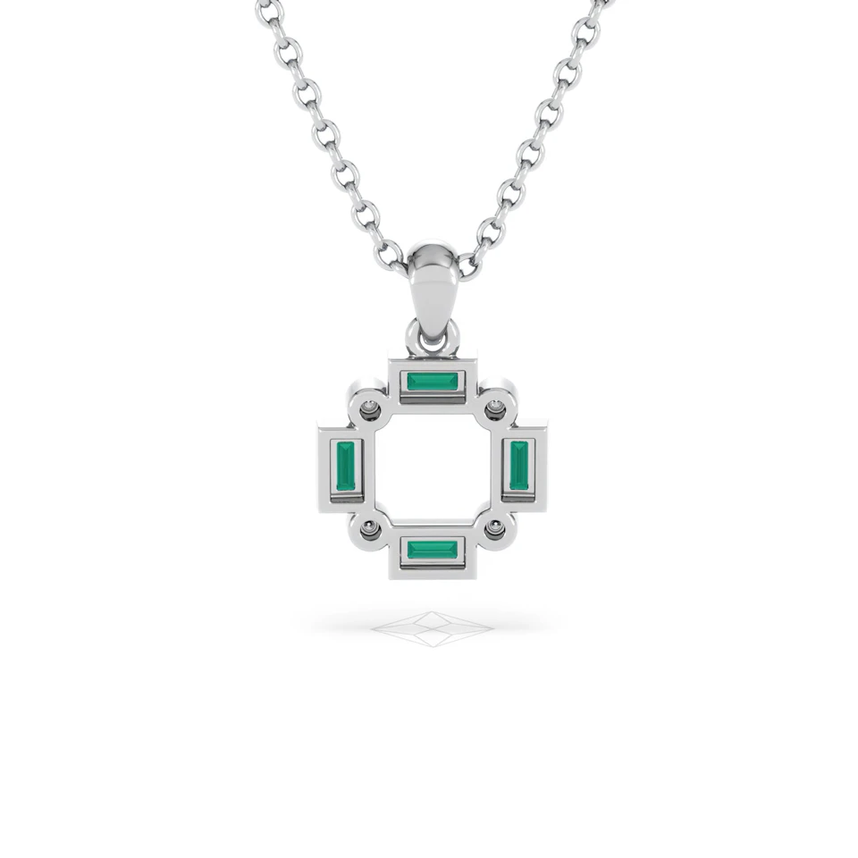 Forme 0.48ct Baguette Cut Lab Emerald Pendant Necklace in Sterling Silver