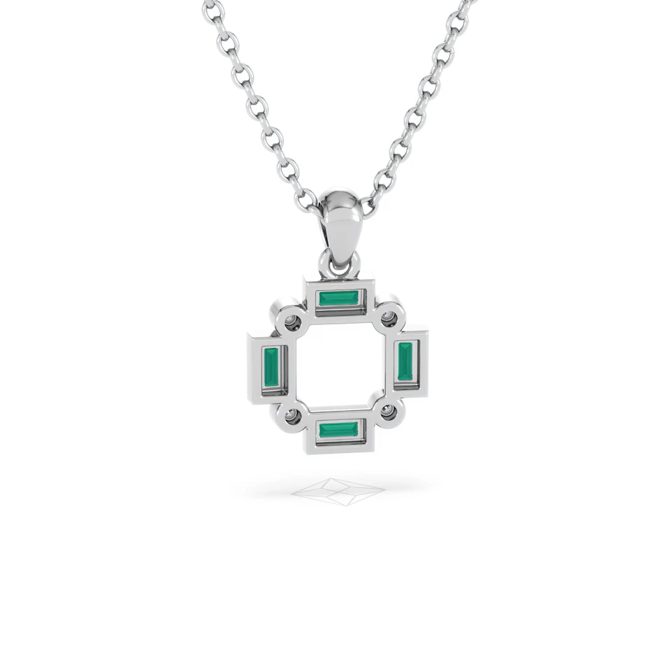 Forme 0.48ct Baguette Cut Lab Emerald Pendant Necklace in Sterling Silver