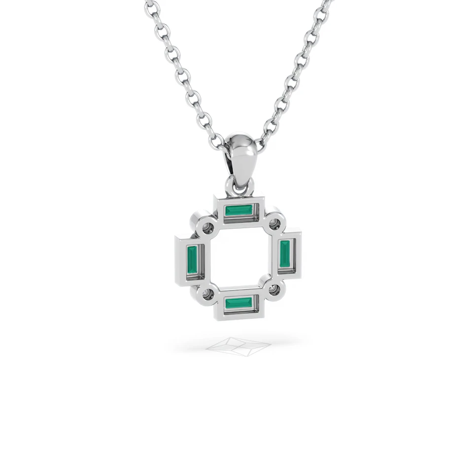 Forme 0.48ct Baguette Cut Lab Emerald Pendant Necklace in Sterling Silver