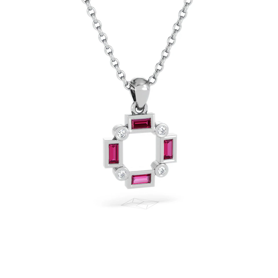 Forme 0.48ct Baguette Cut Lab Ruby Pendant Necklace in Sterling Silver