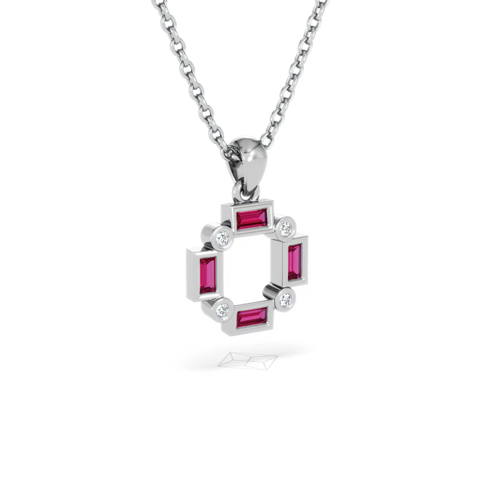 Forme 0.48ct Baguette Cut Lab Ruby Pendant Necklace in Sterling Silver