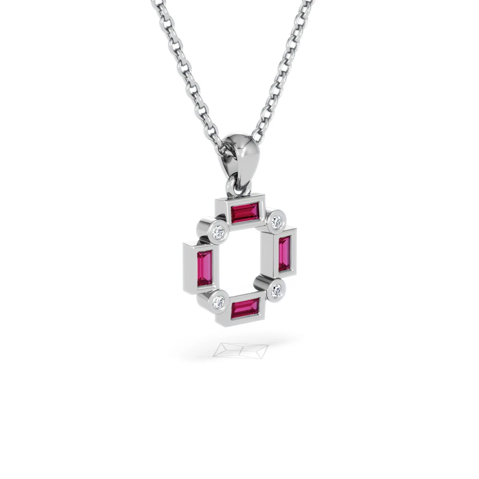 Forme 0.48ct Baguette Cut Lab Ruby Pendant Necklace in Sterling Silver