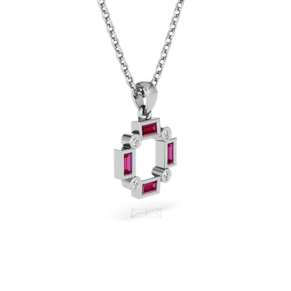 Forme 0.48ct Baguette Cut Lab Ruby Pendant Necklace in Sterling Silver